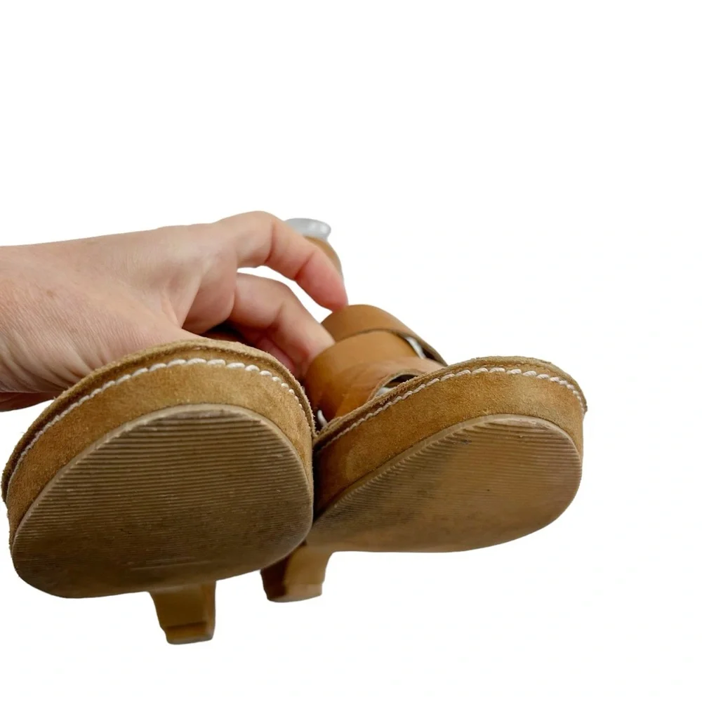 Coach Light Brown Calf Leather Telma Butterfly Adjustable Strap Wedge Sandals,10